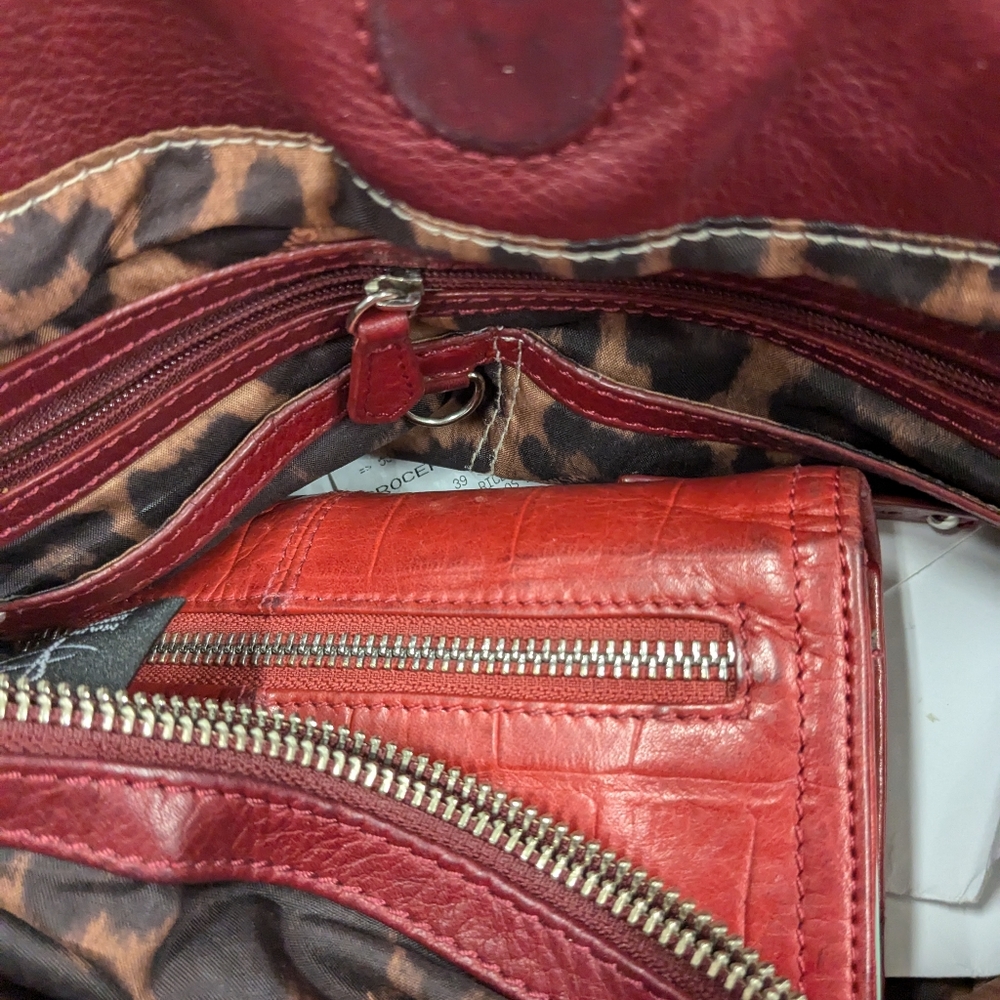 B.Makowski Deep Red Genuine Leather Bag Purse